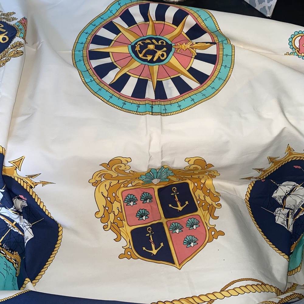 Sailing Ships Nautical Tablecloth 50" x 56"‎ Cotton The Bombay Company